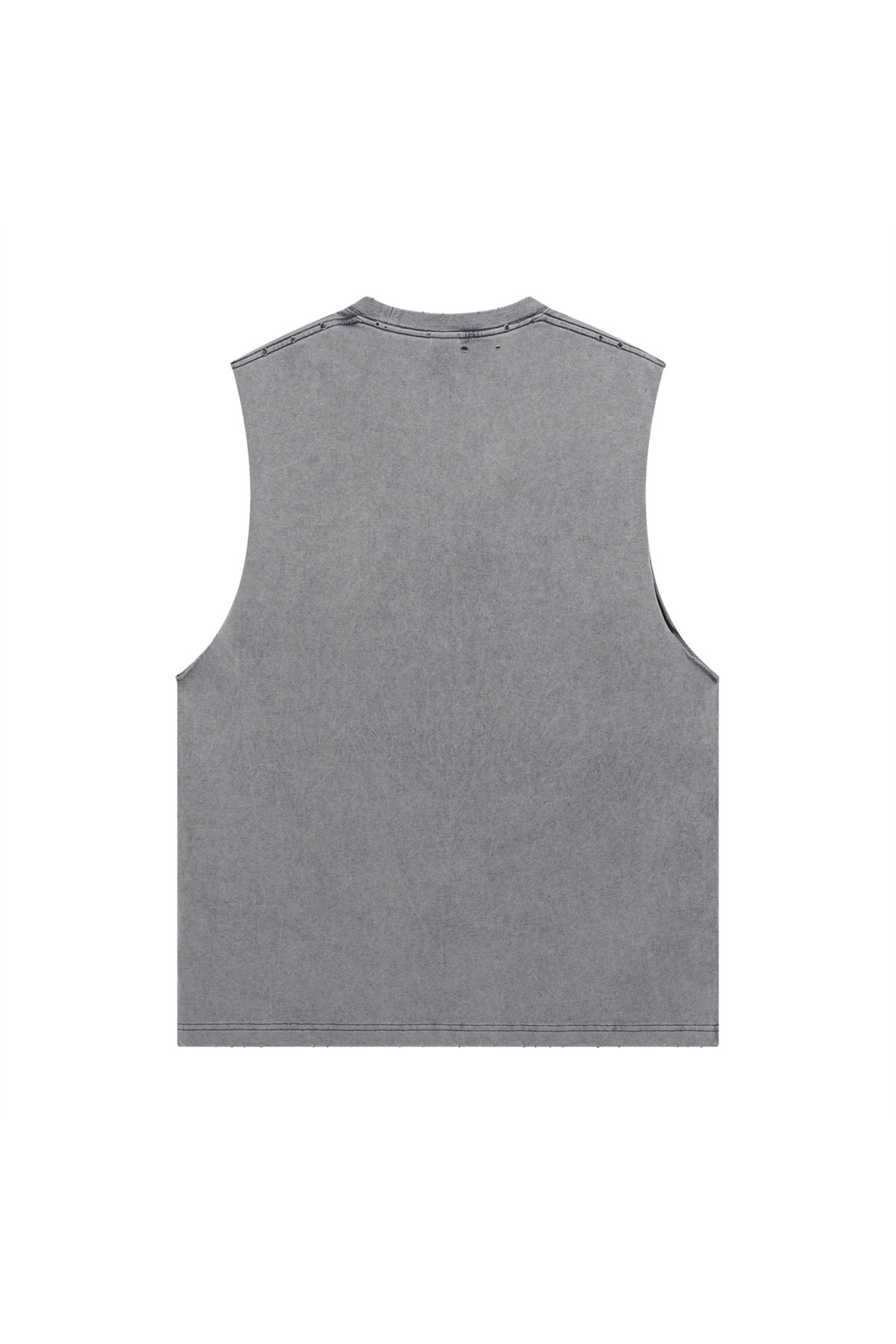 Distressed Raw-Edge Sleeveless Tee