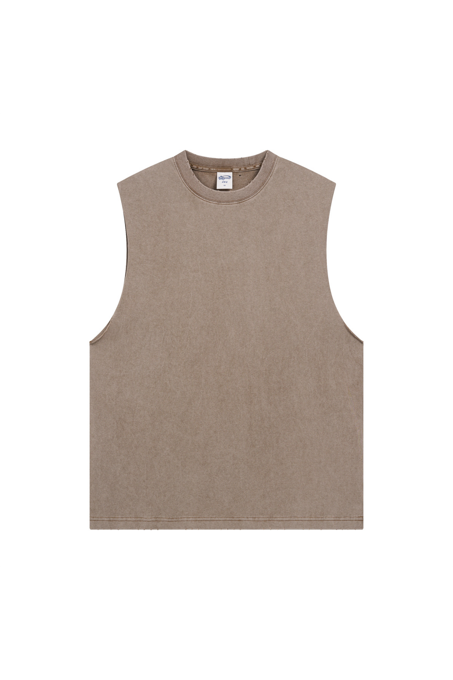 Distressed Raw-Edge Sleeveless Tee