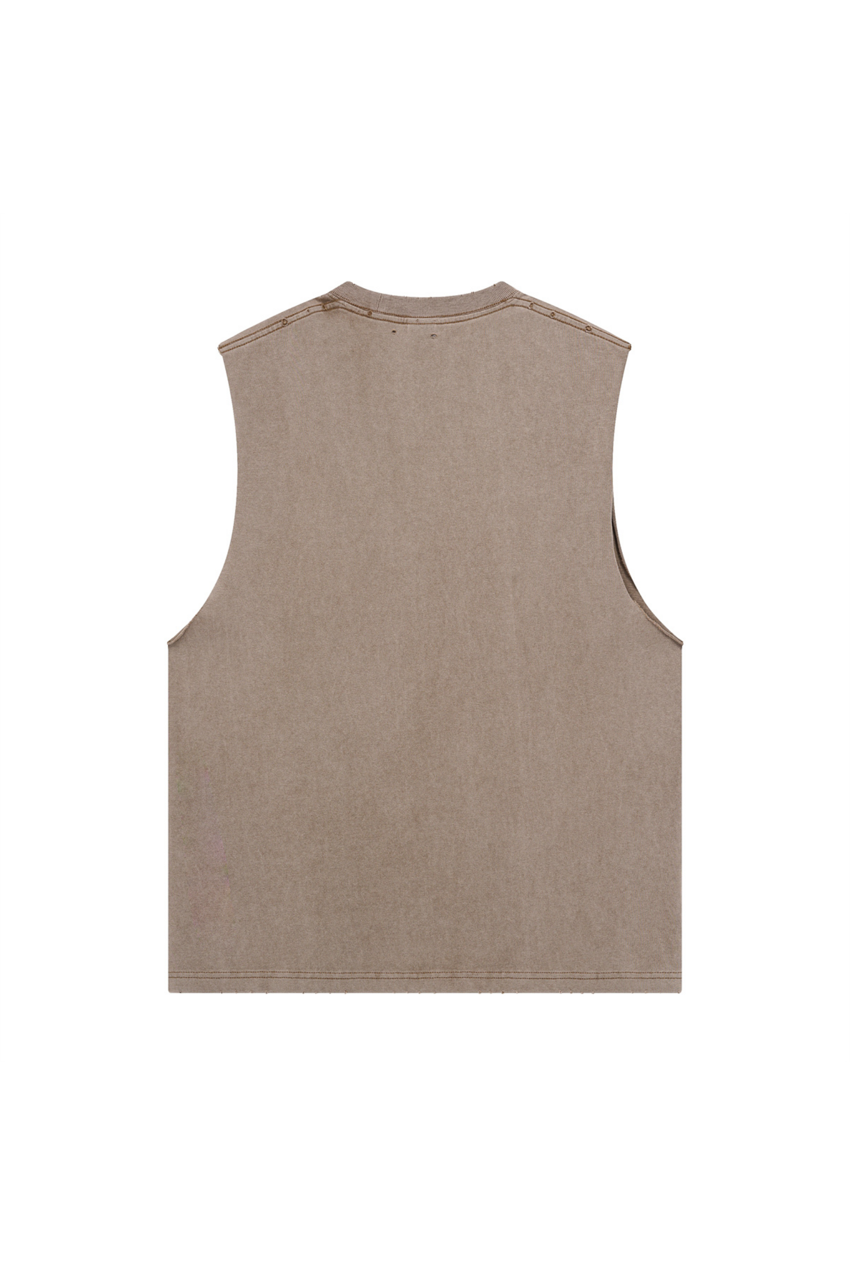 Distressed Raw-Edge Sleeveless Tee