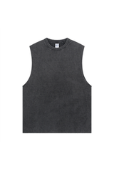 Distressed Raw-Edge Sleeveless Tee