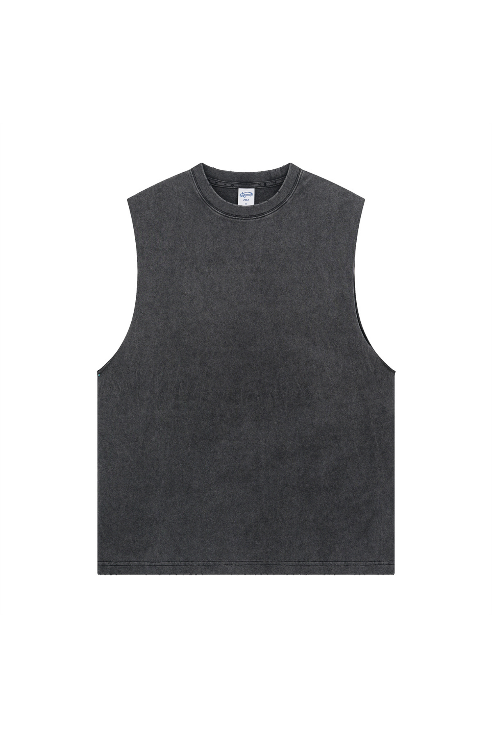 Distressed Raw-Edge Sleeveless Tee