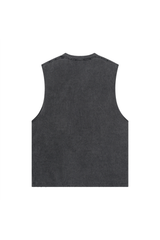 Distressed Raw-Edge Sleeveless Tee