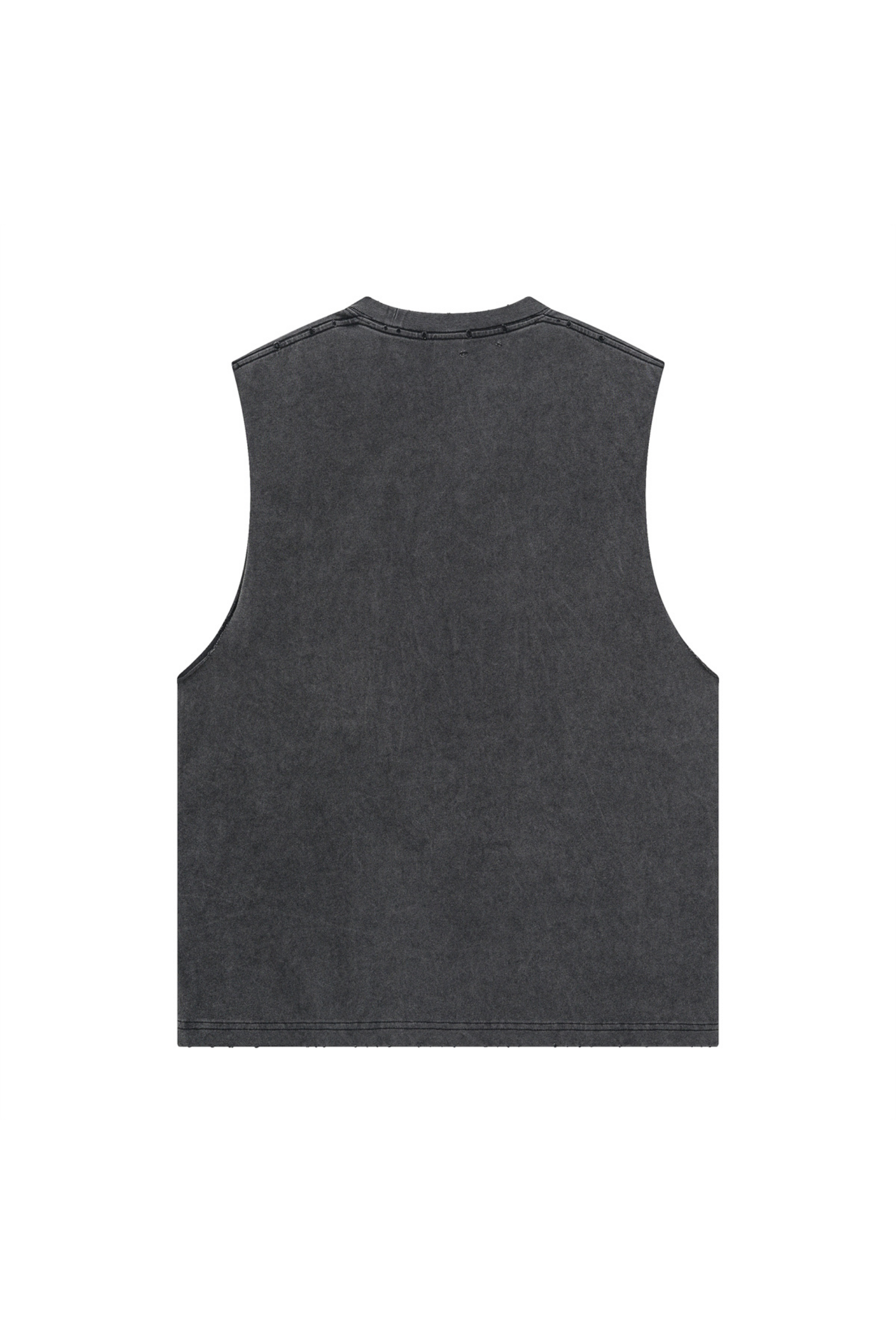Distressed Raw-Edge Sleeveless Tee