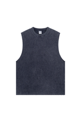 Distressed Raw-Edge Sleeveless Tee