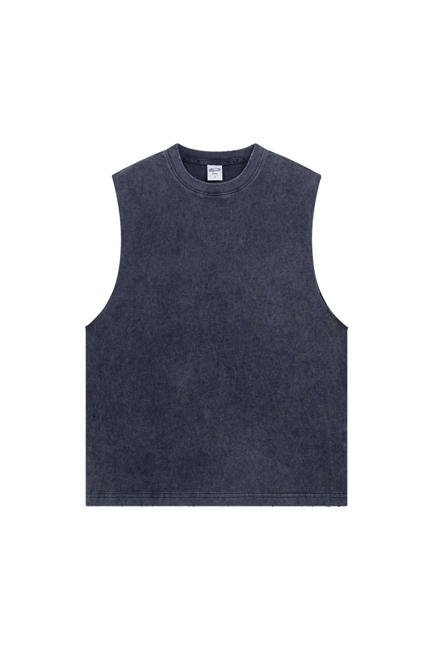 Distressed Raw-Edge Sleeveless Tee