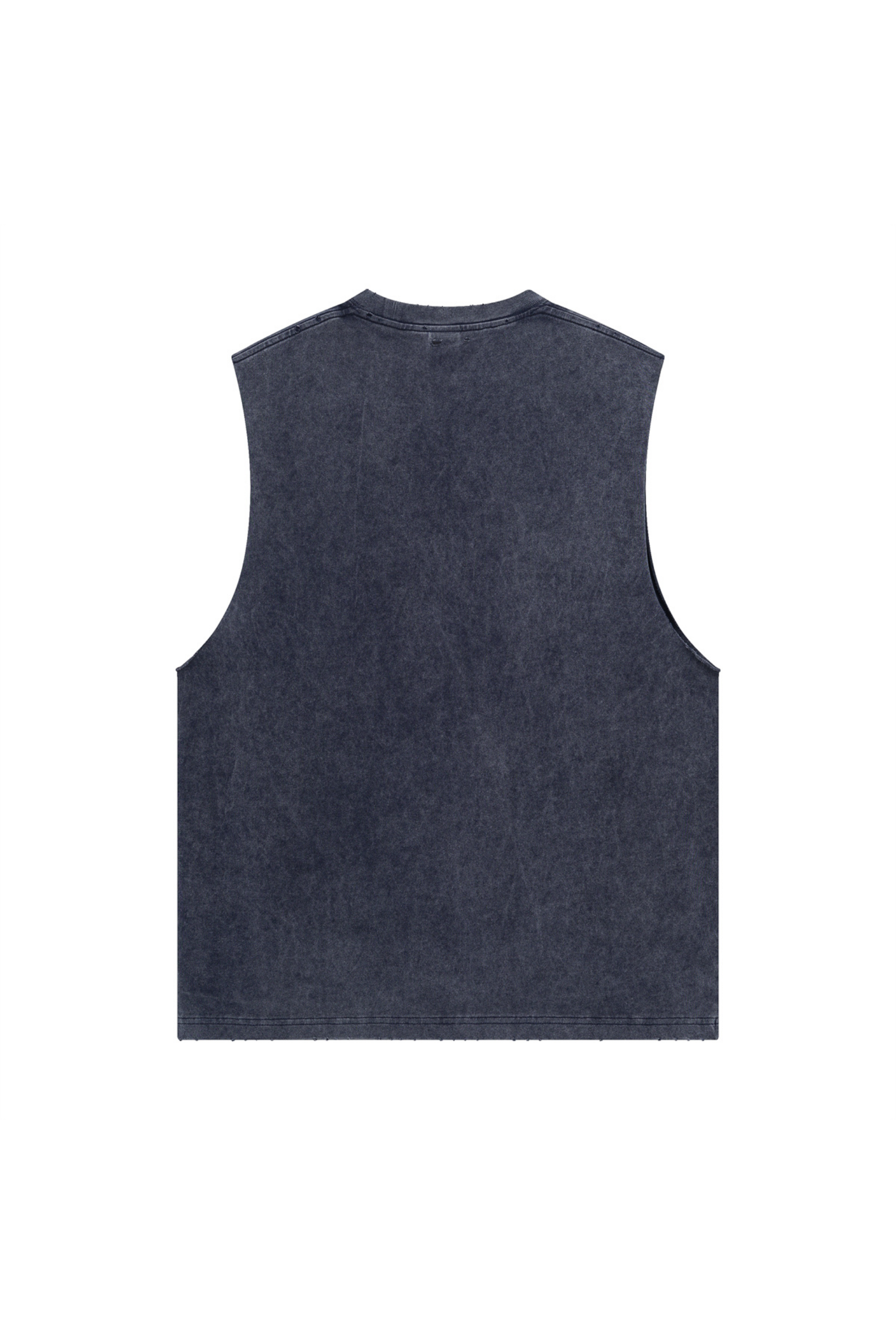 Distressed Raw-Edge Sleeveless Tee