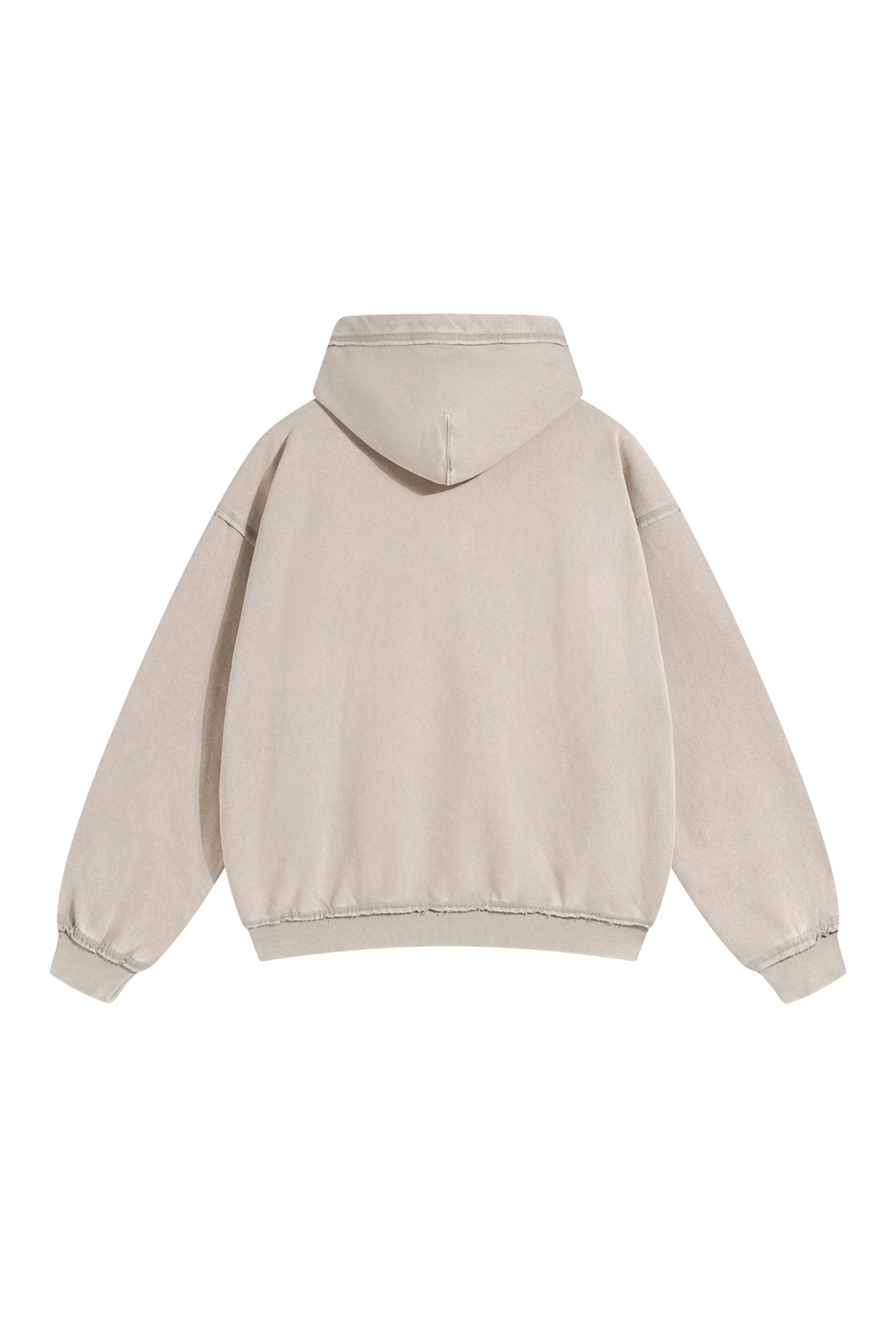 Washed Raw-Edge Zip Hoodie