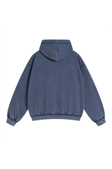 Washed Raw-Edge Zip Hoodie