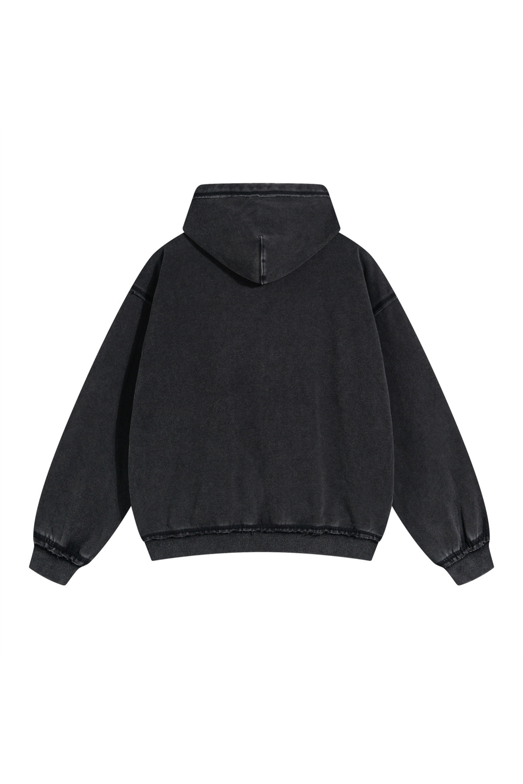 Washed Raw-Edge Zip Hoodie