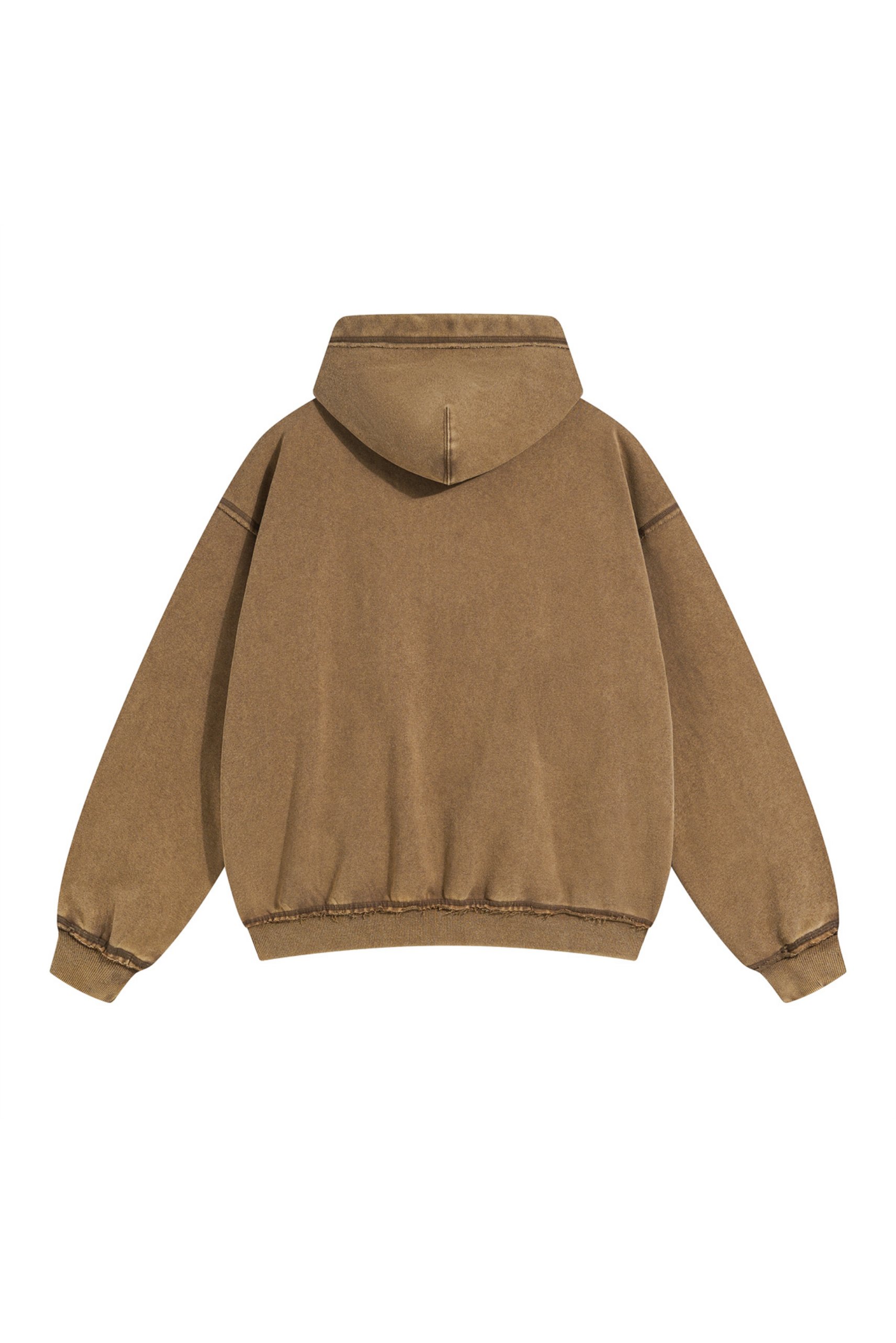 Washed Raw-Edge Zip Hoodie