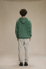 Washed Raw-Edge Zip Hoodie