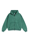Washed Raw-Edge Zip Hoodie