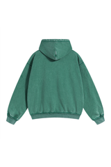 Washed Raw-Edge Zip Hoodie