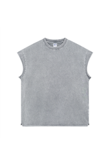 Oversized Raw-Edge Sleeveless T-Shirt