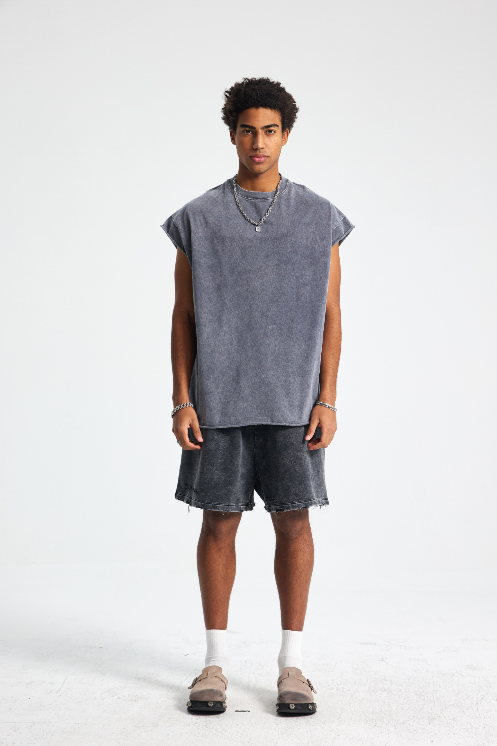 275gsm Stone Wash Boxy Sleeveless Tee