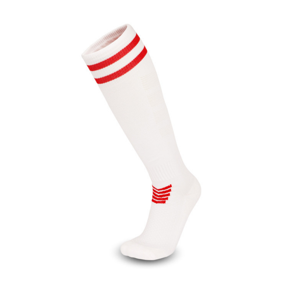 3 Pack Junior White Football Socks with Red Striped-FOURMINT
