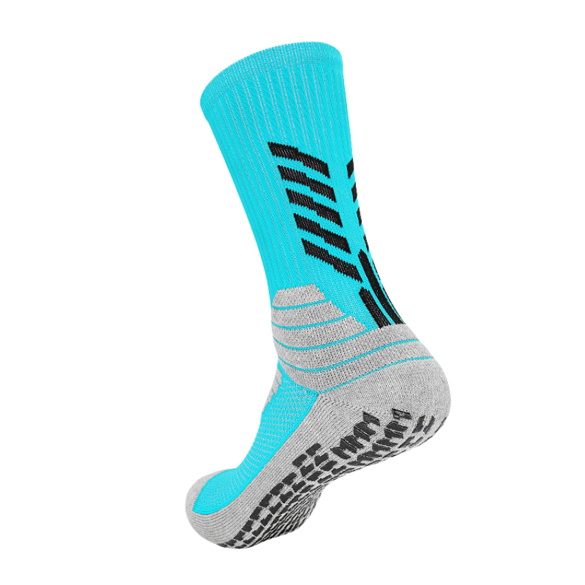 3 Pack Light Blue Football Grip Socks Mens-FOURMINT
