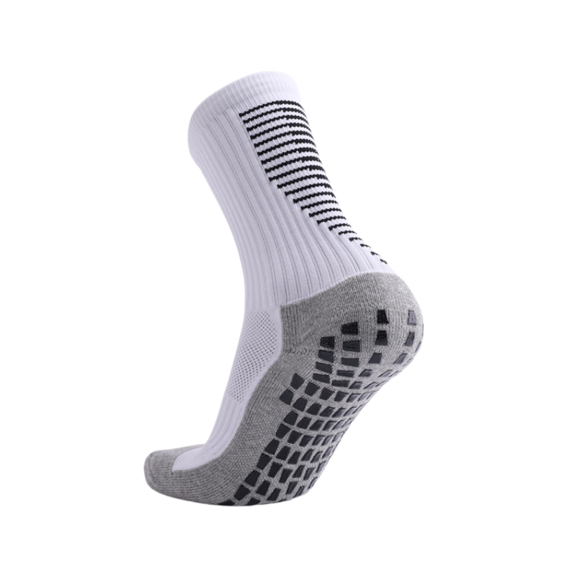 3 Pack Men's White Football Socks with Grip-FOURMINT