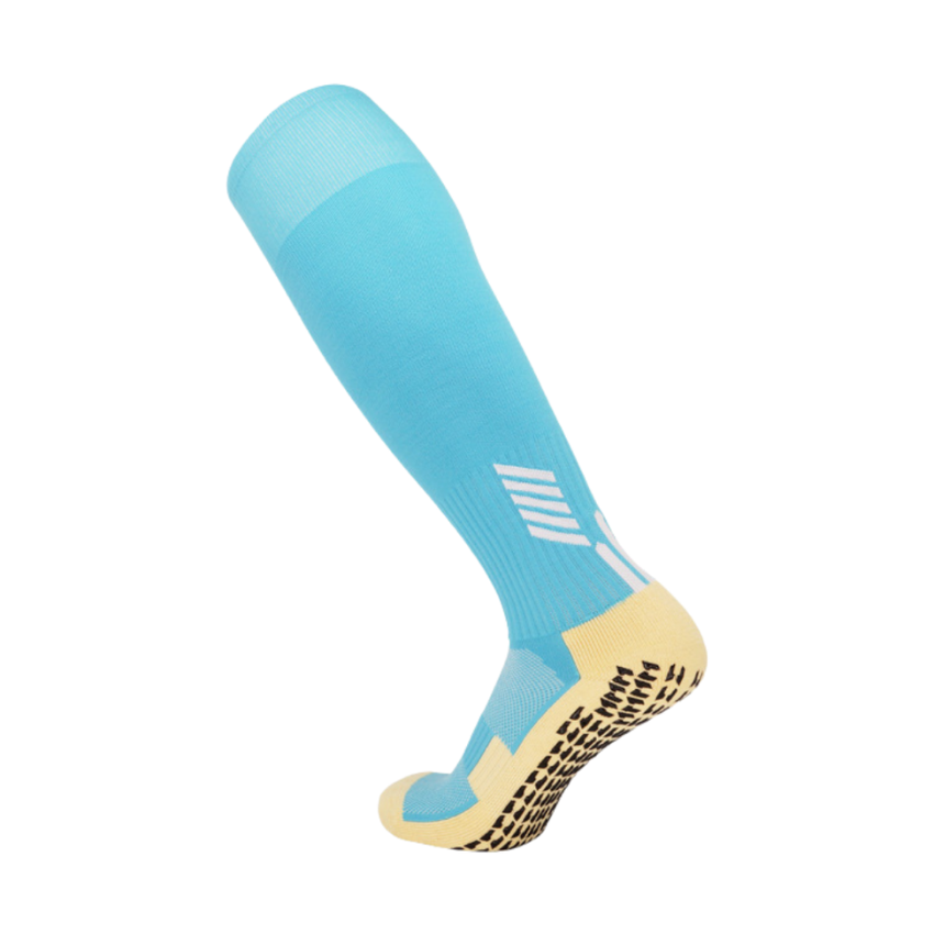 3 Pack Men's Long Football Grip Socks Sky Blue-FOURMINT