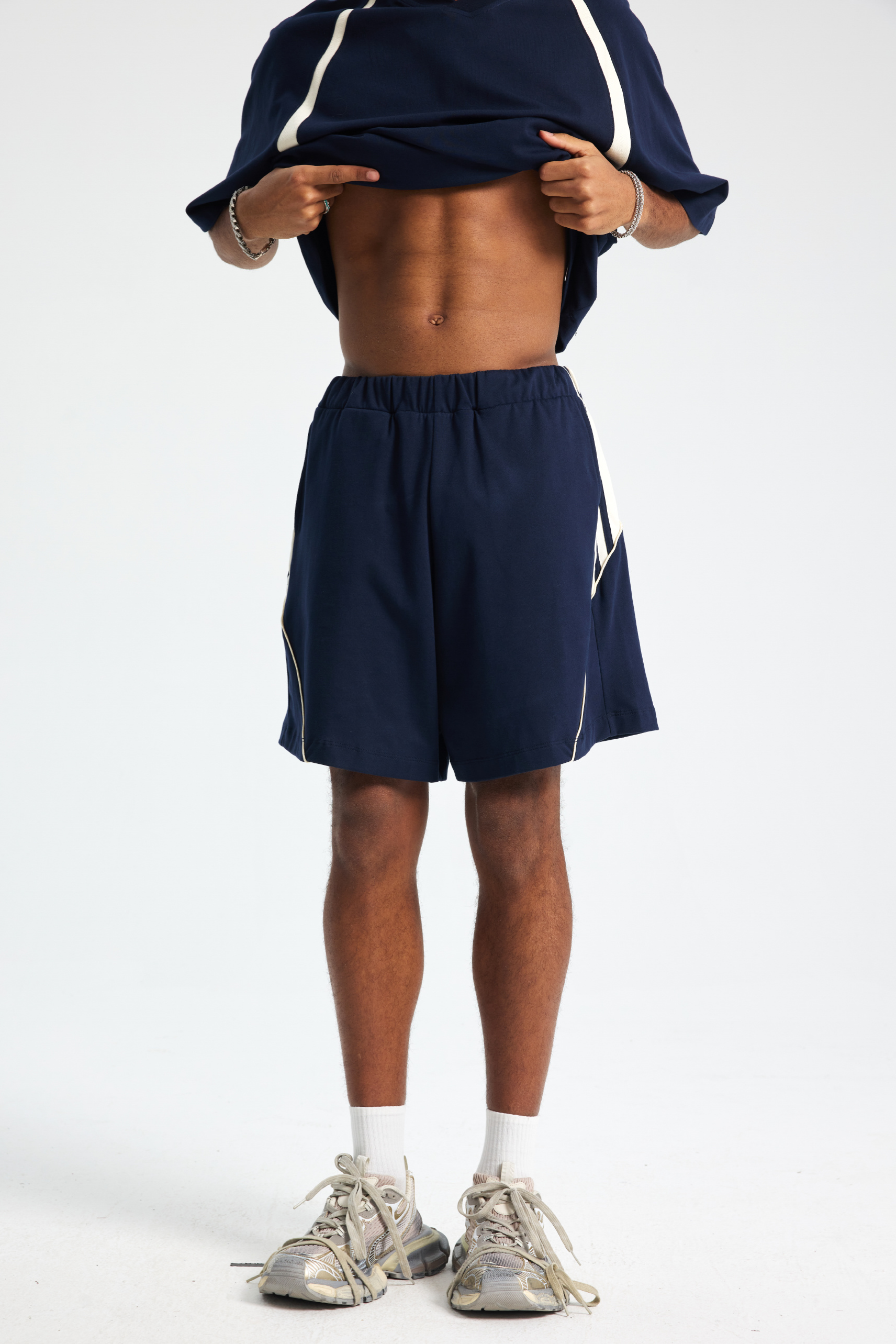 Contrast Panel Relaxed Shorts