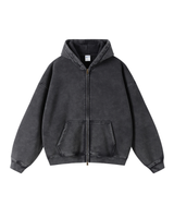 Faded Oversized Two-Way Zip Hoodie