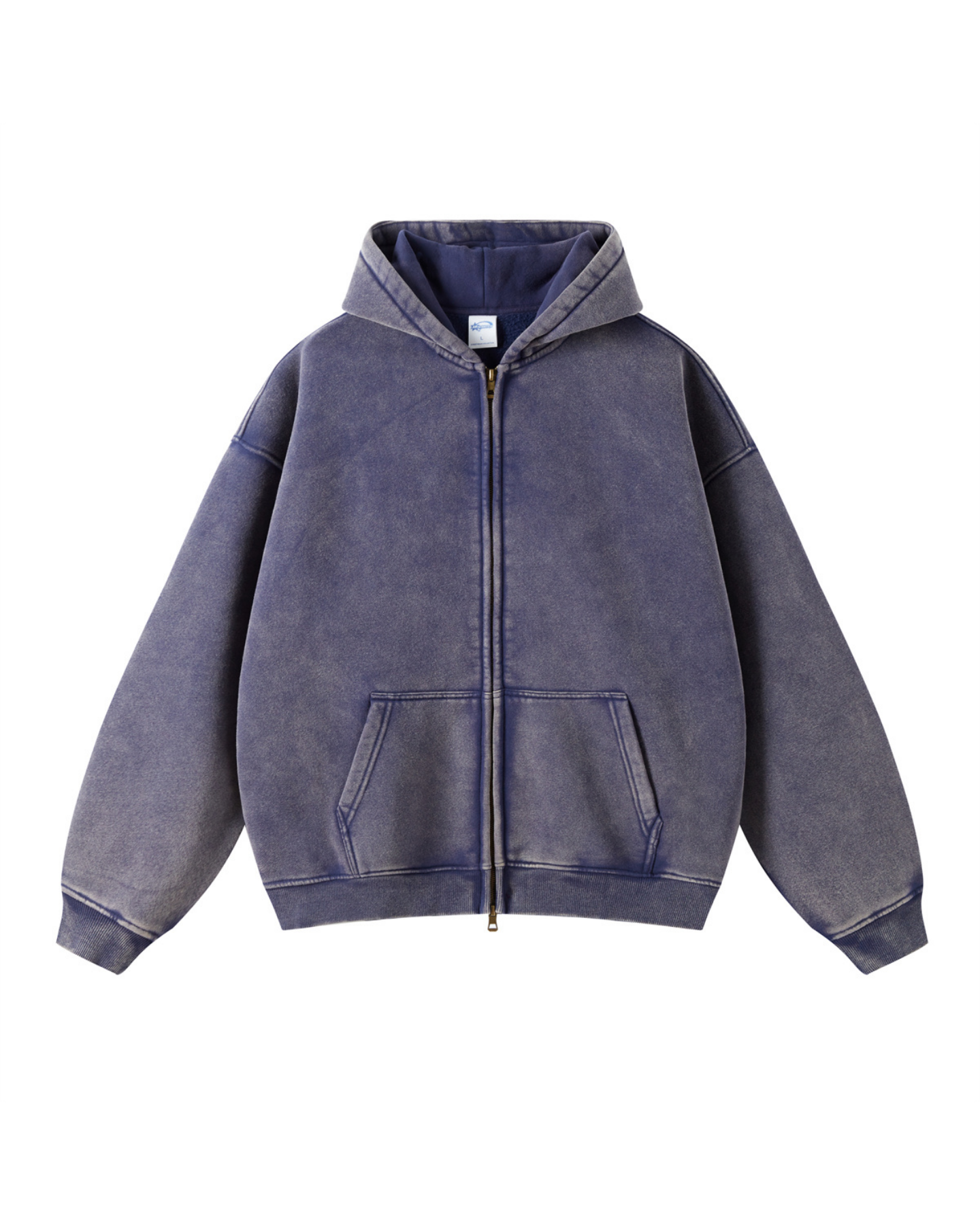 Faded Oversized Two-Way Zip Hoodie