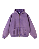 Faded Oversized Two-Way Zip Hoodie