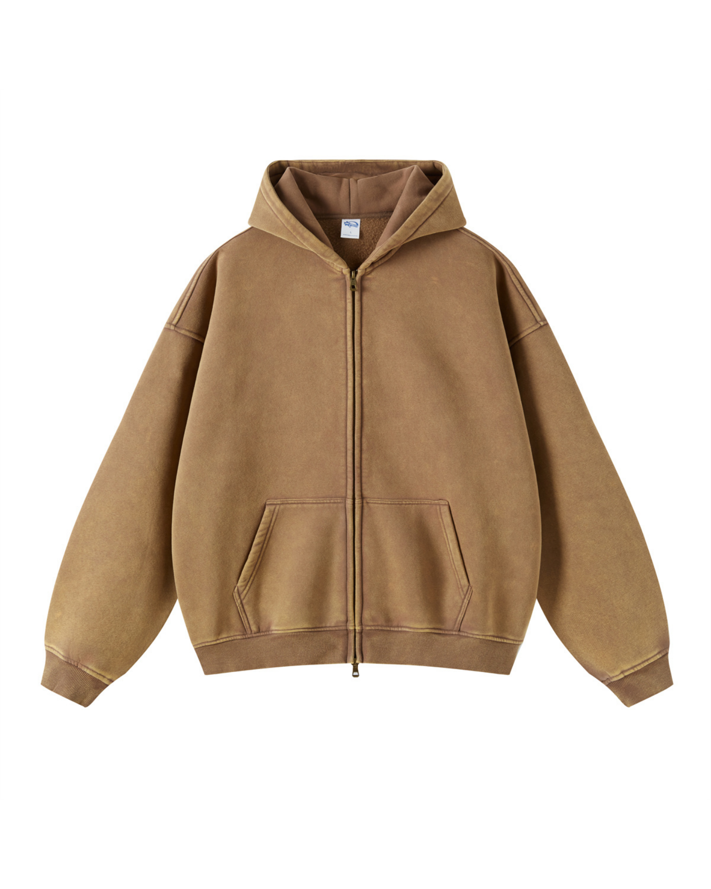 Faded Oversized Two-Way Zip Hoodie