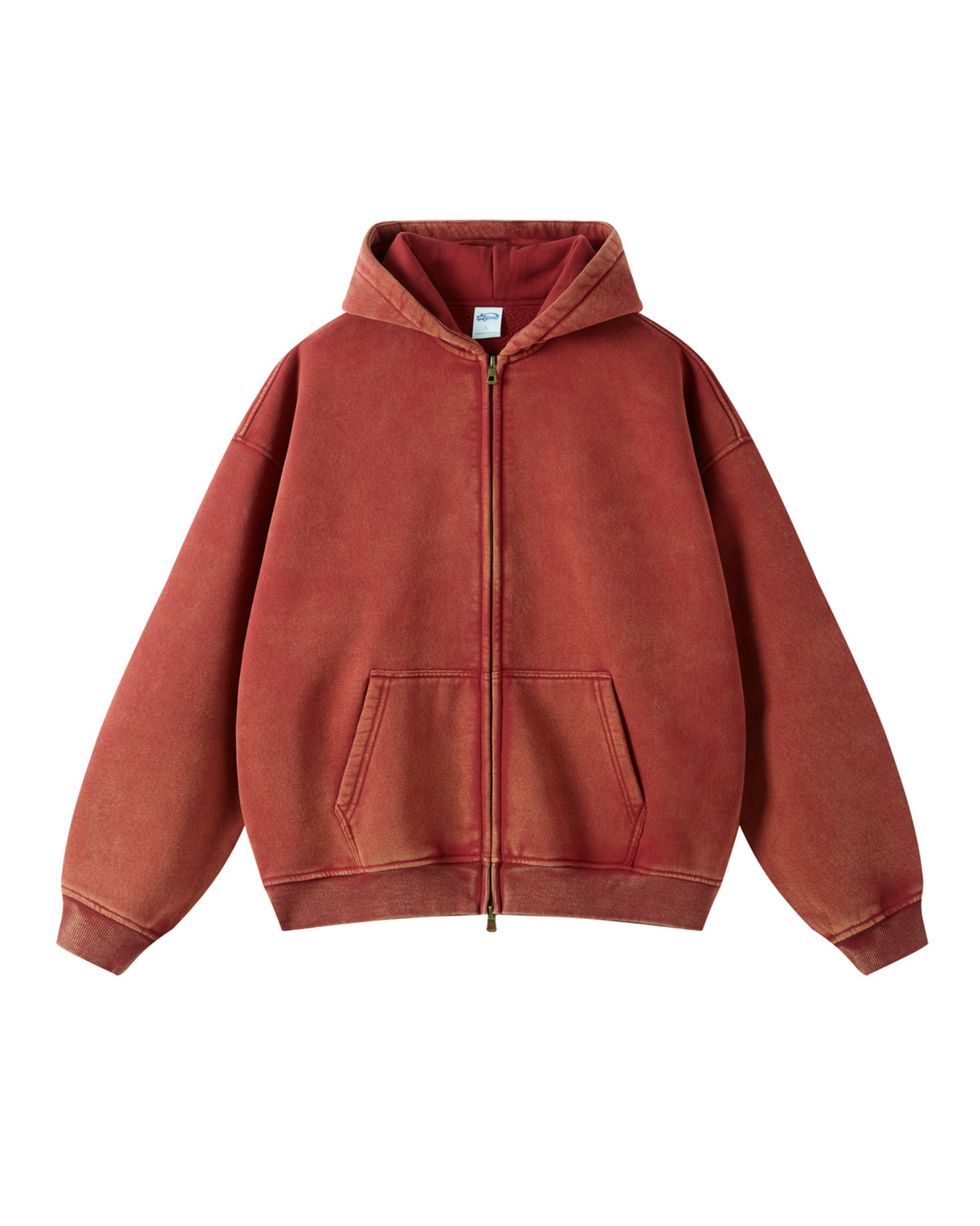 Faded Oversized Two-Way Zip Hoodie