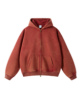 Faded Oversized Two-Way Zip Hoodie
