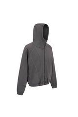 430gsm Stone Wash Panelled Zip Hoodie