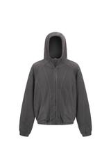 430gsm Stone Wash Panelled Zip Hoodie