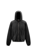 430gsm Stone Wash Panelled Zip Hoodie