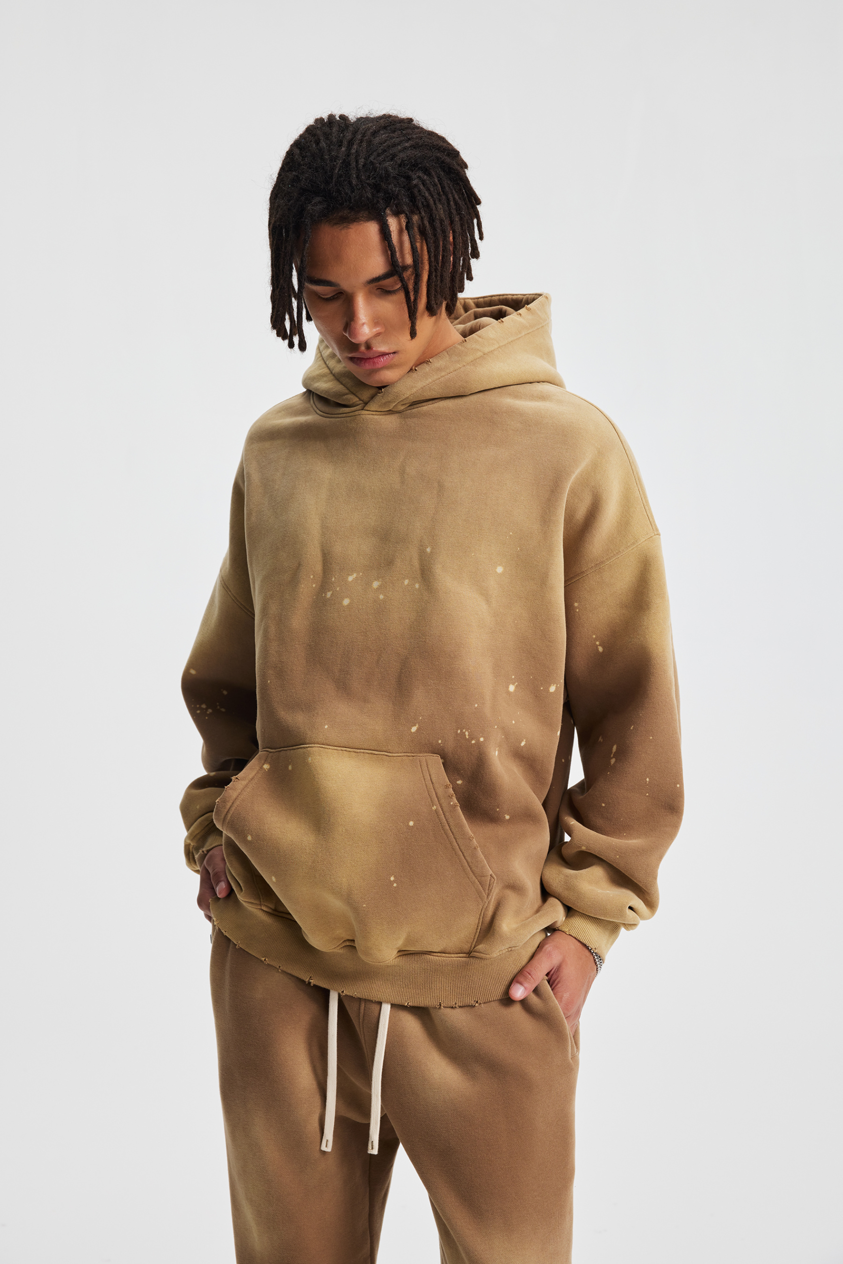 360gsm Paint Splatter Vintage Wash Hoodie