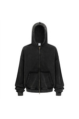 370gsm Stone Wash Distressed Zip Hoodie