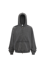 370gsm Stone Wash Distressed Zip Hoodie