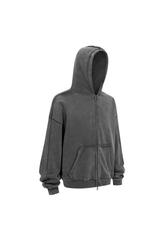 370gsm Stone Wash Distressed Zip Hoodie