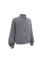 430gsm Garment Dyed Mock Neck Zip Jacket