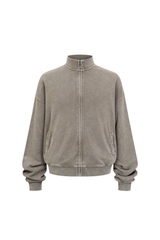 430gsm Garment Dyed Mock Neck Zip Jacket