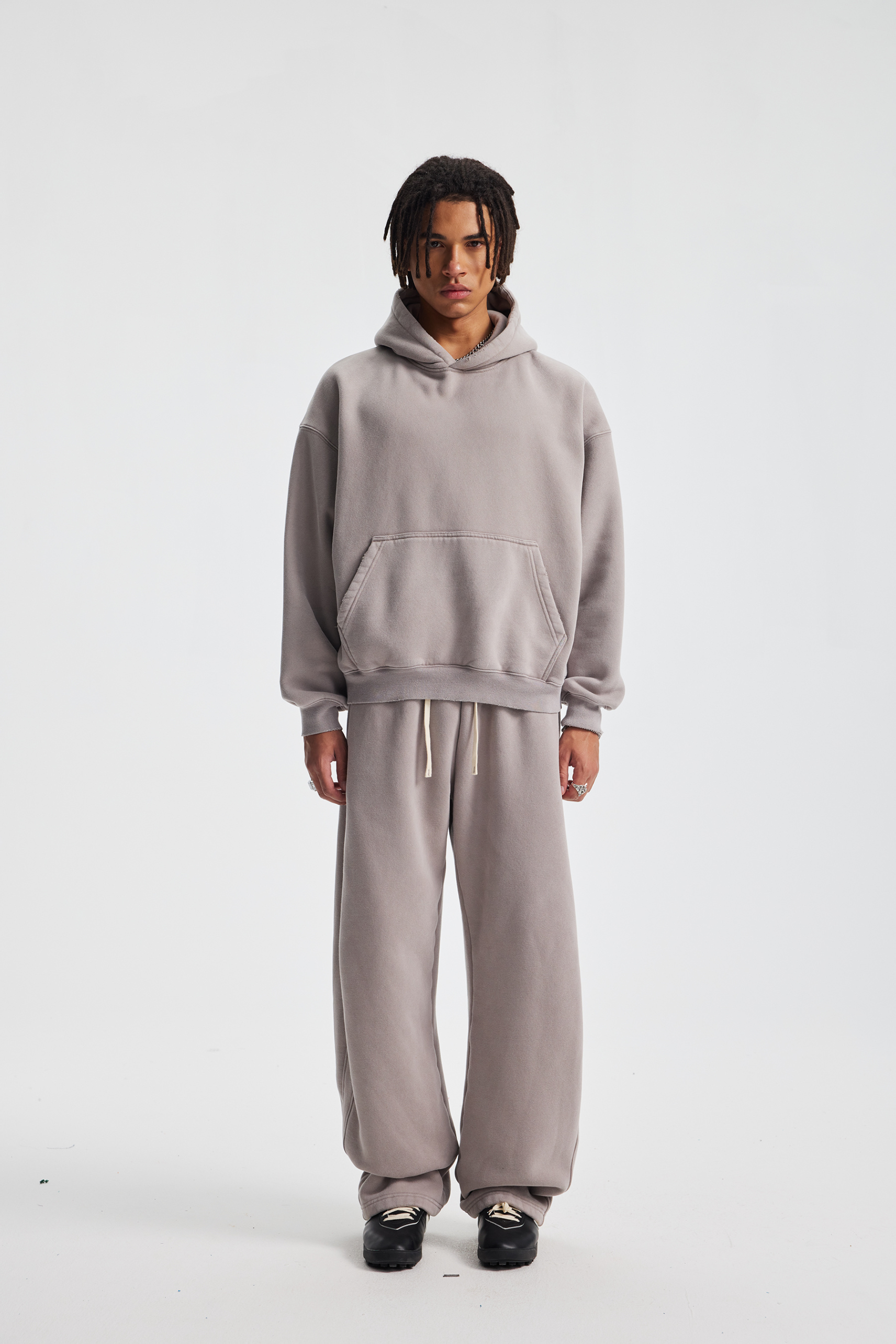 370gsm Garment Dyed Wide Leg Fleece Joggers