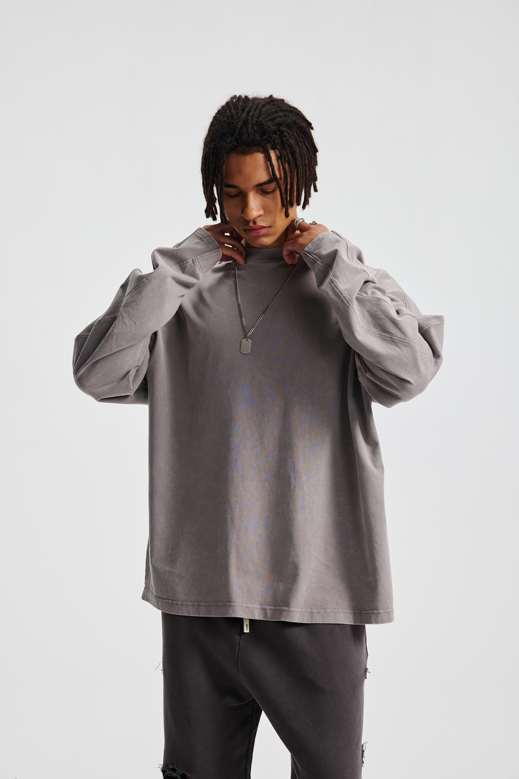 285gsm Garment Dyed Boxy Long Sleeve Tee