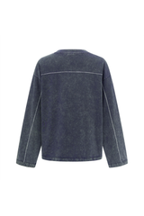 325gsm Stone Wash Boxy Raw Hem Long Sleeve Tee
