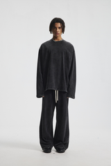 325gsm Stone Wash Boxy Raw Hem Long Sleeve Tee
