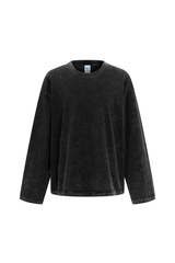325gsm Stone Wash Boxy Raw Hem Long Sleeve Tee