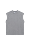 Raw-Edge Acid-Wash Sleeveless T-Shirt