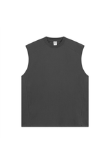 Oversized Raw-Edge Sleeveless T-Shirt