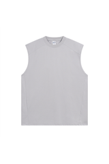 Oversized Raw-Edge Sleeveless T-Shirt