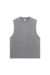 Distressed Raw-Edge Sleeveless Tee