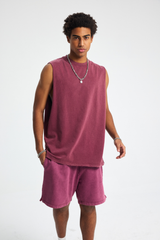 Distressed Raw-Edge Sleeveless Tee