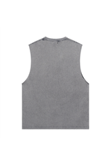 Distressed Raw-Edge Sleeveless Tee
